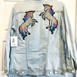 LuLaRoe Denim Jacket, size small, Unicorns, plain on front